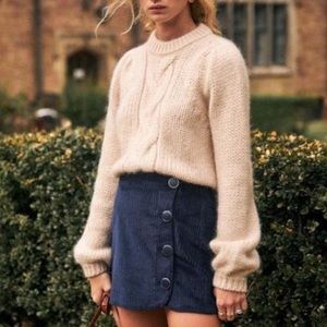 Sezane Serena Sweater Crewneck Cableknit Ecru Ivory Cream Small